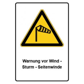 Aufkleber Warnzeichen Piktogramm & Text deutsch · Warnung vor Wind - Sturm - Seitenwinde