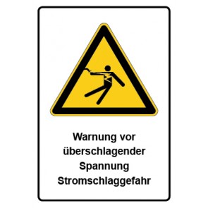 Schild Warnzeichen Piktogramm & Text deutsch · Warnung vor überschlagender Spannung Stromschlaggefahr