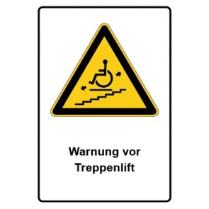 Aufkleber Warnzeichen Piktogramm & Text deutsch · Warnung vor Treppenlift | stark haftend