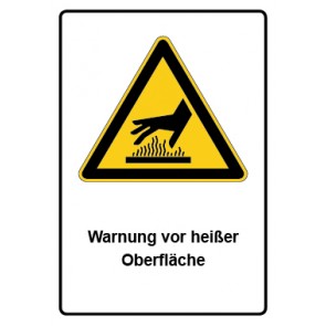 Schild Warnzeichen Piktogramm & Text deutsch · Warnung vor heißer Oberfläche