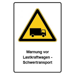 Schild Warnzeichen Piktogramm & Text deutsch · Warnung vor Lastkraftwagen - Schwertransport | selbstklebend