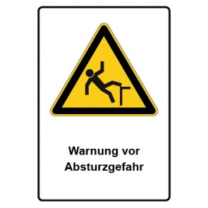 Schild Warnzeichen Piktogramm & Text deutsch · Warnung vor Absturzgefahr | selbstklebend