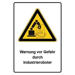 Schild Warnzeichen Piktogramm & Text deutsch · Warnung vor Gefahr durch Industrieroboter | selbstklebend