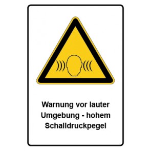 Schild Warnzeichen Piktogramm & Text deutsch · Warnung vor lauter Umgebung - hohem Schalldruckpegel