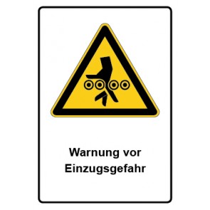 Schild Warnzeichen Piktogramm & Text deutsch · Warnung vor Einzugsgefahr | selbstklebend