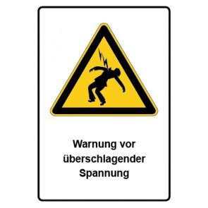 Schild Warnzeichen Piktogramm & Text deutsch · Warnung vor überschlagender Spannung
