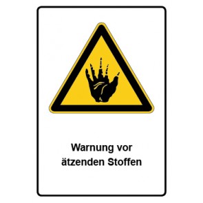 Schild Warnzeichen Piktogramm & Text deutsch · Warnung vor Ätzenden Stoffen