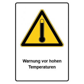 Schild Warnzeichen Piktogramm & Text deutsch · Warnung vor hohen Temperaturen | selbstklebend