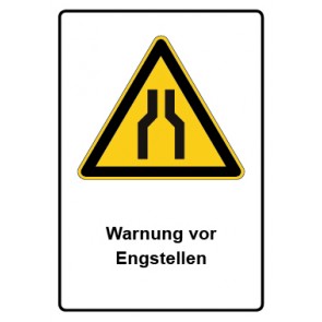 Schild Warnzeichen Piktogramm & Text deutsch · Warnung vor Engstellen