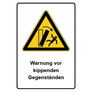 Schild Warnzeichen Piktogramm & Text deutsch · Warnung vor kippenden Gegenständen | selbstklebend