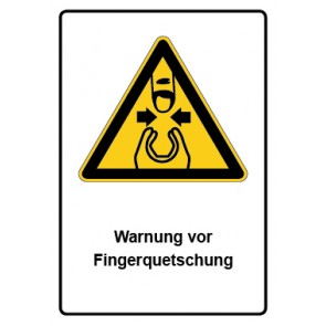 Schild Warnzeichen Piktogramm & Text deutsch · Warnung vor Fingerquetschung | selbstklebend