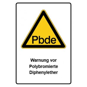 Schild Warnzeichen Piktogramm & Text deutsch · Warnung vor Polybromierte Diphenylether | selbstklebend