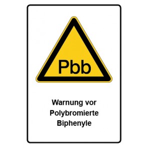 Magnetschild Warnzeichen Piktogramm & Text deutsch · Warnung vor Polybromierte Biphenyle