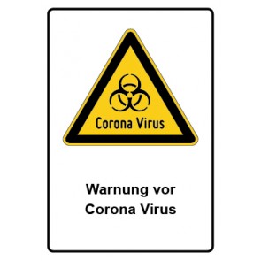 Schild Warnzeichen Piktogramm & Text deutsch · Warnung vor Corona Virus