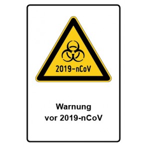 Schild Warnzeichen Piktogramm & Text deutsch · Warnung vor 2019-nCoV | selbstklebend