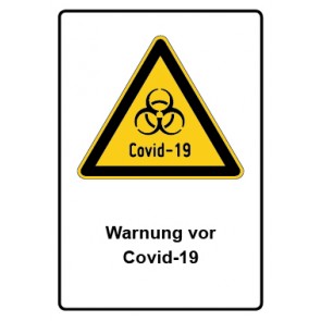 Magnetschild Warnzeichen Piktogramm & Text deutsch · Warnung vor Covid-19
