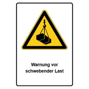 Schild Warnzeichen Piktogramm & Text deutsch · Warnung vor schwebender Last - neu | selbstklebend
