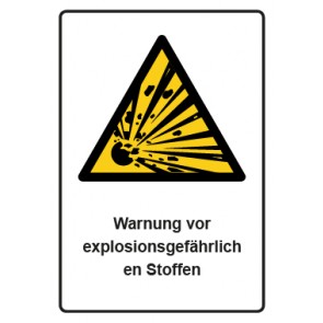 Aufkleber Warnzeichen Piktogramm & Text deutsch · Warnung vor explosionsgefährlichen Stoffen · ISO_7010_W002 (Warnaufkleber)