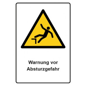 Schild Warnzeichen Piktogramm & Text deutsch · Warnung vor Absturzgefahr · ISO_7010_W008