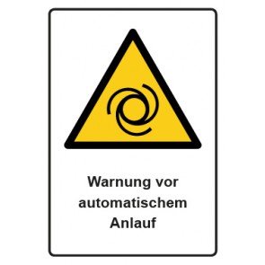 Aufkleber Warnzeichen Piktogramm & Text deutsch · Warnung vor automatischem Anlauf · ISO_7010_W018 (Warnaufkleber)