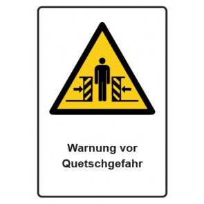 Schild Warnzeichen Piktogramm & Text deutsch · Warnung vor Quetschgefahr · ISO_7010_W019 | selbstklebend