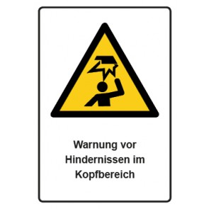 Aufkleber Warnzeichen Piktogramm & Text deutsch · Warnung vor Hindernissen im Kopfbereich · ISO_7010_W020