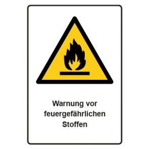 Magnetschild Warnzeichen Piktogramm & Text deutsch · Warnung vor feuergefährlichen Stoffe · ISO_7010_W021