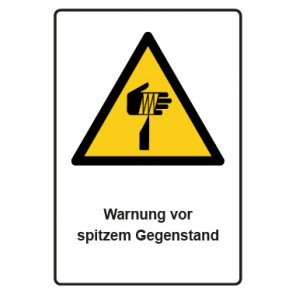 Schild Warnzeichen Piktogramm & Text deutsch · Warnung vor spitzem Gegenstand · ISO_7010_W022 | selbstklebend