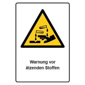 Aufkleber Warnzeichen Piktogramm & Text deutsch · Warnung vor ätzenden Stoffen · ISO_7010_W023