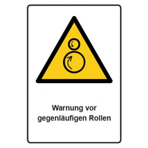 Aufkleber Warnzeichen Piktogramm & Text deutsch · Warnung vor gegenläufigen Rollen · ISO_7010_W025 | stark haftend