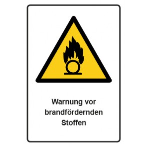 Schild Warnzeichen Piktogramm & Text deutsch · Warnung vor brandfördernden Stoffen · ISO_7010_W028