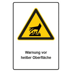 Schild Warnzeichen Piktogramm & Text deutsch · Warnung vor heißer Oberfläche | selbstklebend