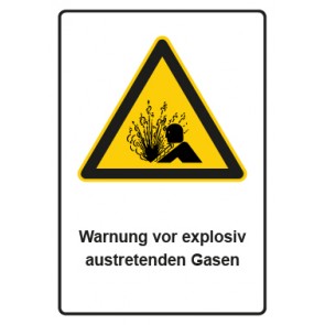 Schild Warnzeichen Piktogramm & Text deutsch · Warnung vor explosiv austretenden Gasen | selbstklebend