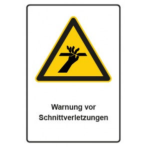 Schild Warnzeichen Piktogramm & Text deutsch · Warnung vor Schnittverletzungen