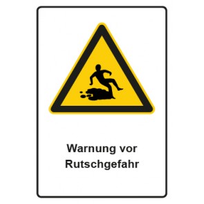Schild Warnzeichen Piktogramm & Text deutsch · Warnung vor Rutschgefahr