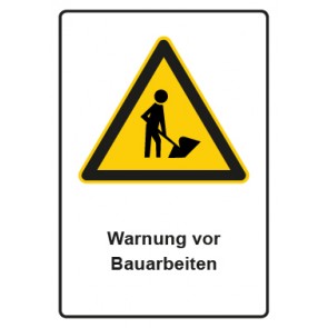 Schild Warnzeichen Piktogramm & Text deutsch · Warnung vor Bauarbeiten | selbstklebend