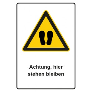 Aufkleber Warnzeichen Piktogramm & Text deutsch · Hinweiszeichen Achtung, hier stehen bleiben (Warnaufkleber)
