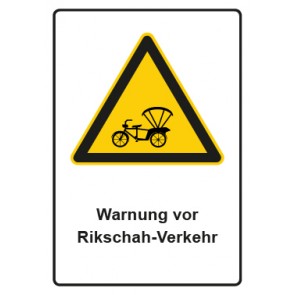 Schild Warnzeichen Piktogramm & Text deutsch · Warnung vor Rikschah-Verkehr