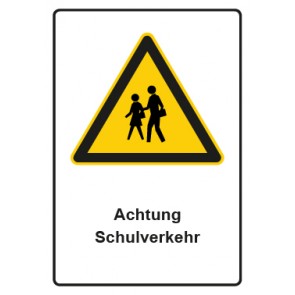 Aufkleber Warnzeichen Piktogramm & Text deutsch · Hinweiszeichen Achtung Schulverkehr (Warnaufkleber)