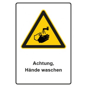 Schild Warnzeichen Piktogramm & Text deutsch · Hinweiszeichen Achtung, Hände waschen | selbstklebend