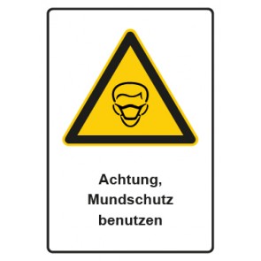 Aufkleber Warnzeichen Piktogramm & Text deutsch · Hinweiszeichen Achtung, Mundschutz benutzen (Warnaufkleber)