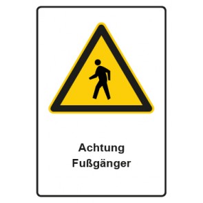 Schild Warnzeichen Piktogramm & Text deutsch · Hinweiszeichen Achtung Fußgänger | selbstklebend