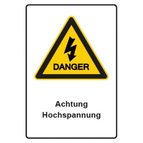 Schild Warnzeichen Piktogramm & Text deutsch · Hinweiszeichen Achtung Hochspannung | selbstklebend