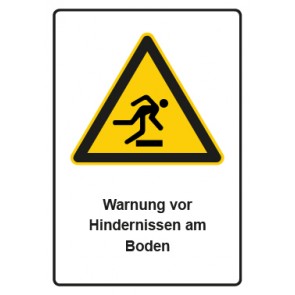 Schild Warnzeichen Piktogramm & Text deutsch · Warnung vor Hindernissen am Boden | selbstklebend
