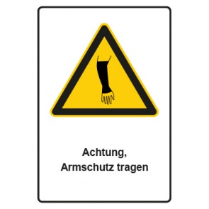 Aufkleber Warnzeichen Piktogramm & Text deutsch · Hinweiszeichen Achtung, Armschutz tragen (Warnaufkleber)