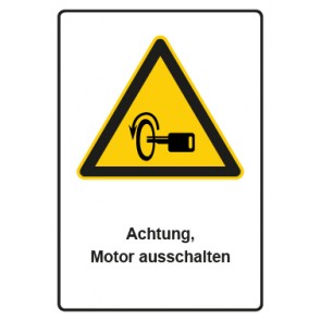 Magnetschild Warnzeichen Piktogramm & Text deutsch · Hinweiszeichen Achtung, Motor ausschalten