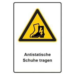 Aufkleber Warnzeichen Piktogramm & Text deutsch · Hinweiszeichen Antistatische Schuhe tragen (Warnaufkleber)