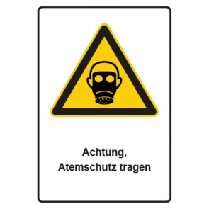 Aufkleber Warnzeichen Piktogramm & Text deutsch · Hinweiszeichen Achtung, Atemschutz tragen (Warnaufkleber)
