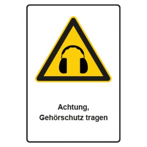 Schild Warnzeichen Piktogramm & Text deutsch · Hinweiszeichen Achtung, Gehörschutz tragen