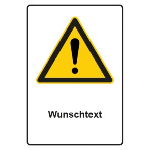 Aufkleber Warnzeichen Piktogramm & Text deutsch · Allgemeines Warnzeichen · Wunschtext